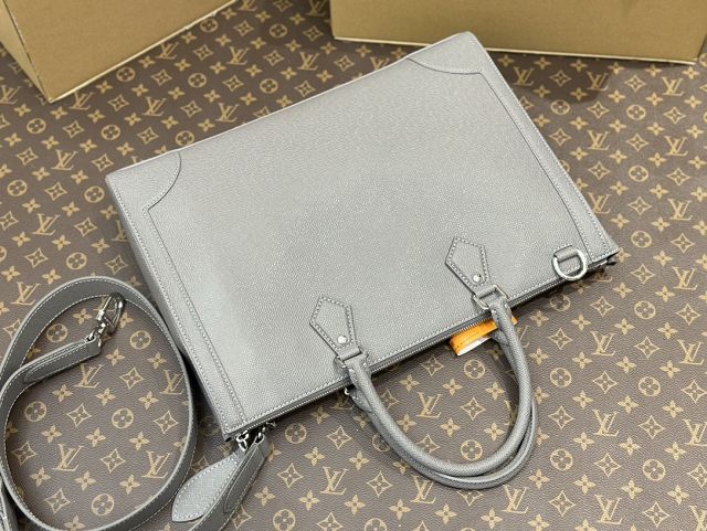 Louis vuitton original calfskin slim briefcase M30856 grey