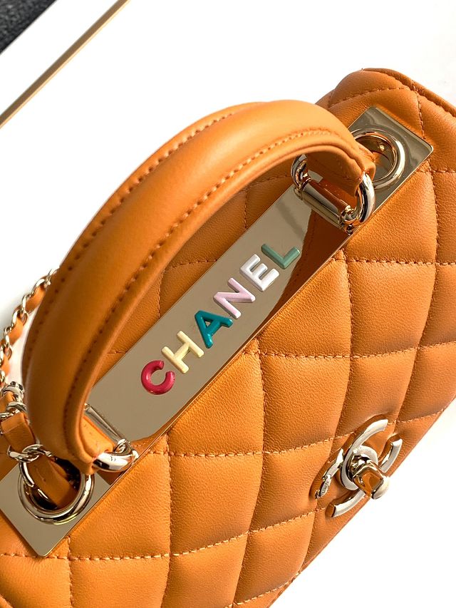 CC original lambskin mini top handle flap bag AS4654 orange