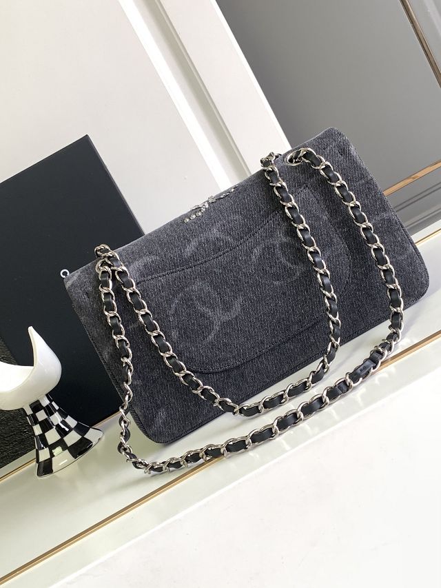 CC original denim small flap bag A01113 black