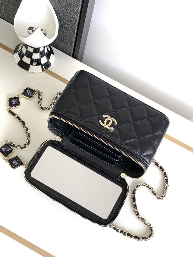 CC original lambskin clutch with chain AP2936 black