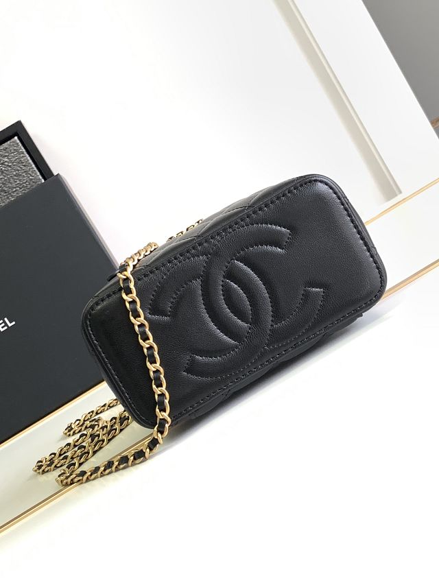 CC original lambskin clutch with chain AP3594 black