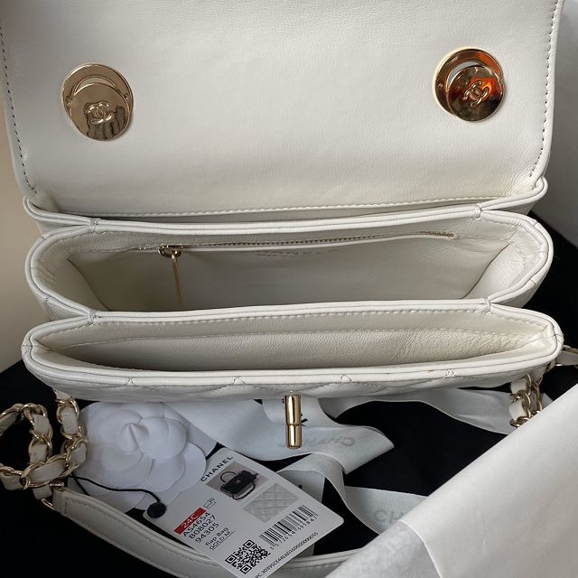 CC original lambskin mini top handle flap bag AS4654 white
