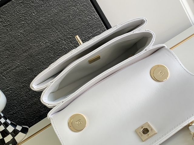 CC original lambskin mini top handle flap bag AS4654-2 white