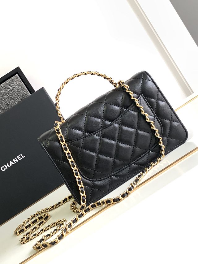 CC original lambskin wallet on chain AP3664 black