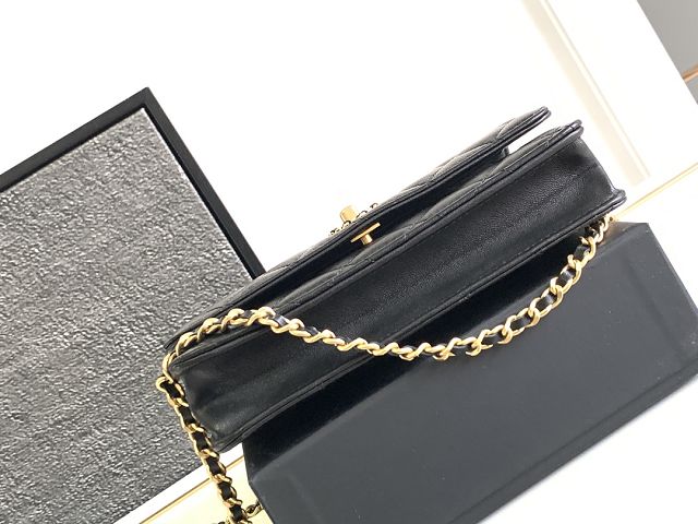 CC original lambskin wallet on chain AP3664 black