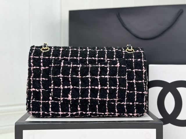 CC original tweed medium flap bag A01112 black&pink