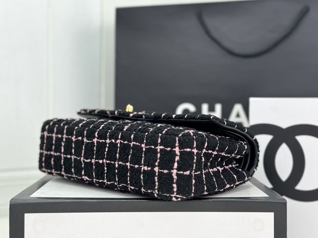 CC original tweed medium flap bag A01112 black&pink