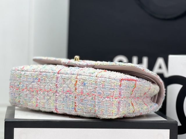 CC original tweed medium flap bag A01112 white&pink
