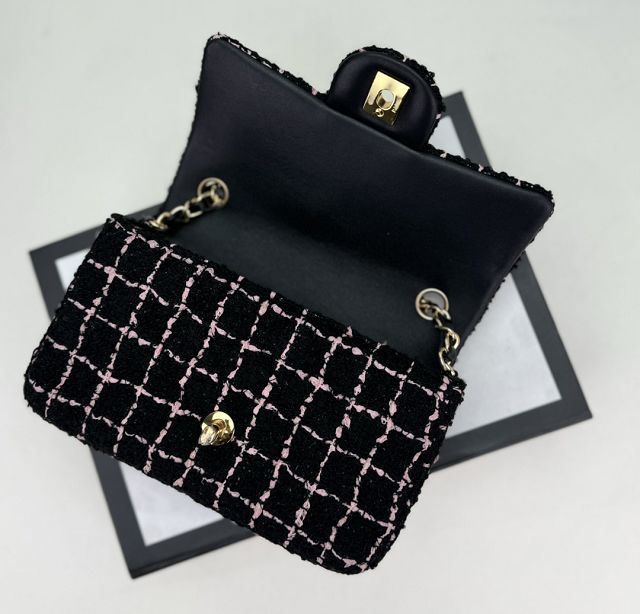 CC original tweed mini flap bag A69900 black&pink