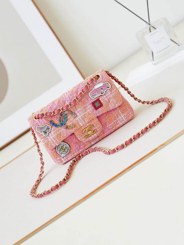 CC original tweed mini flap bag A69900 pink