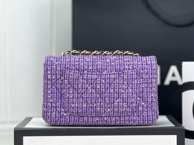 CC original tweed mini flap bag A69900 purple