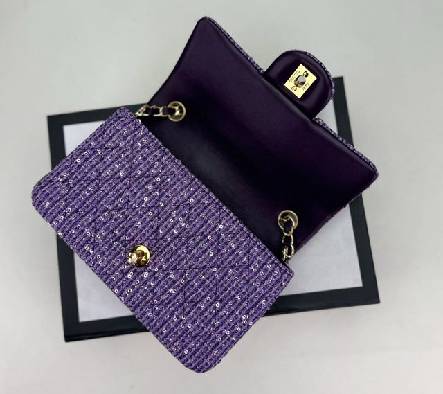 CC original tweed mini flap bag A69900 purple