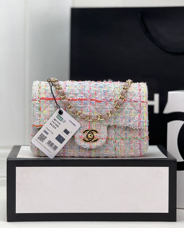 CC original tweed mini flap bag A69900 white&pink	