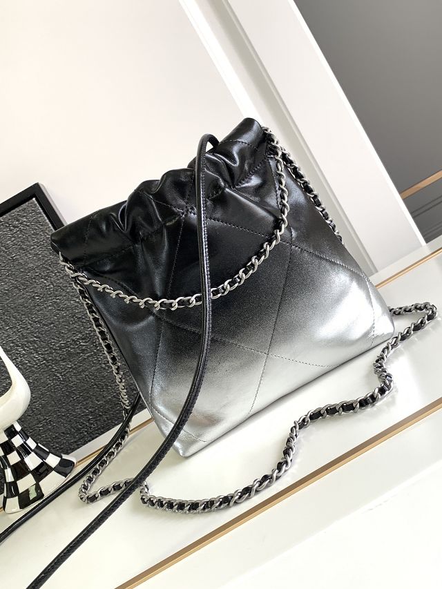 2024 CC original calfskin 22 mini handbag AS3980 black&silver