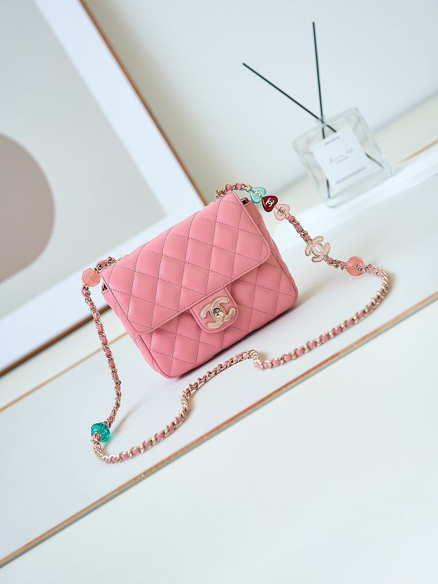 2024 CC original lambskin mini flap bag AS3782 pink