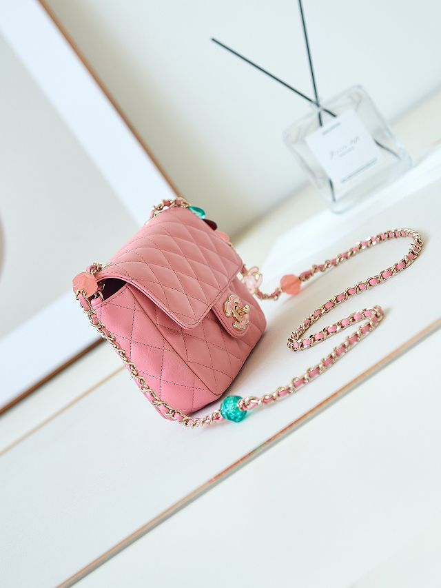 2024 CC original lambskin mini flap bag AS3782 pink