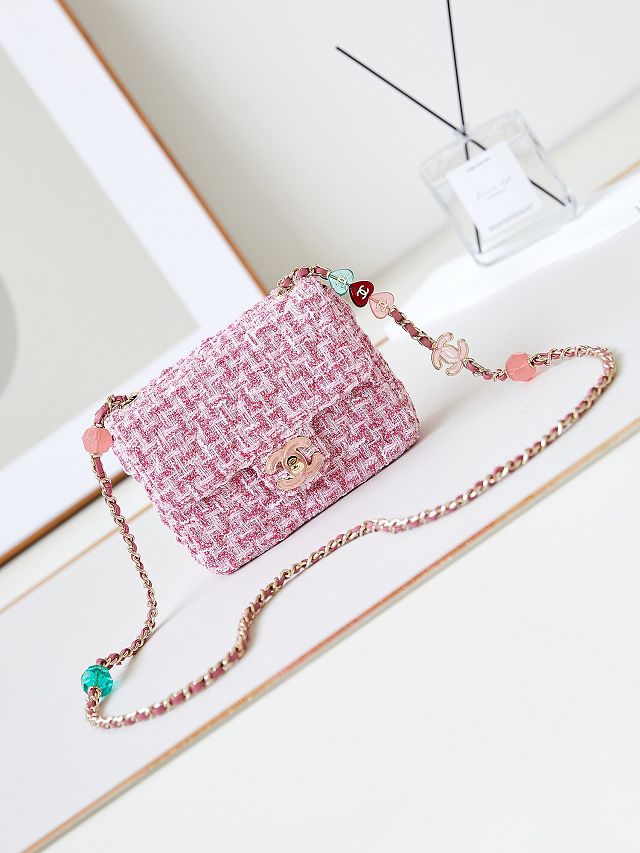 2024 CC original tweed mini flap bag AS3782 pink