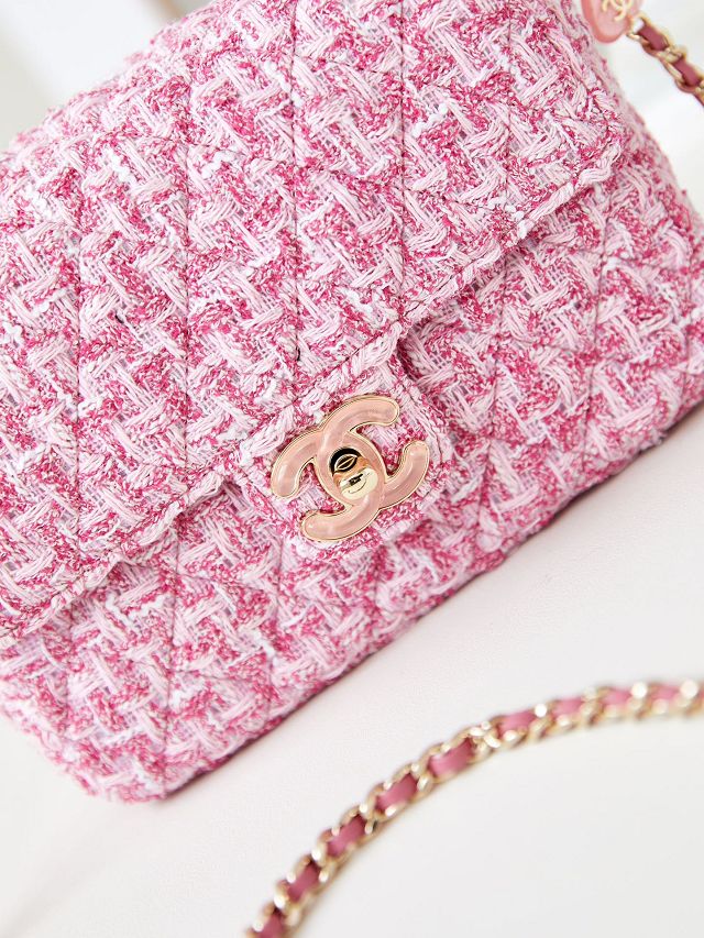 2024 CC original tweed small flap bag AS3783 pink