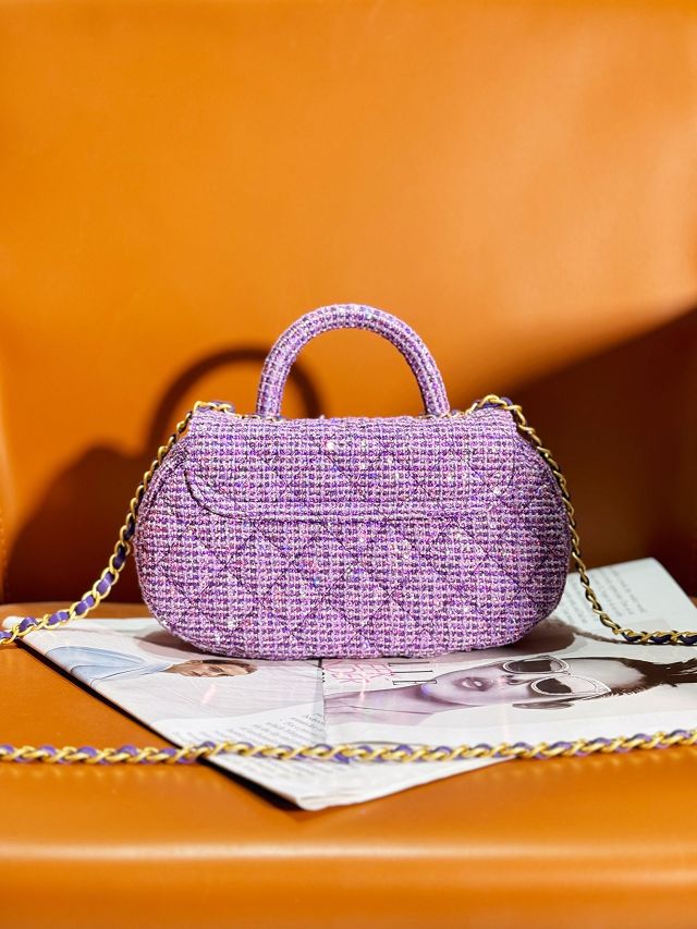 2024 CC original tweed top handle bag AS4569 purple