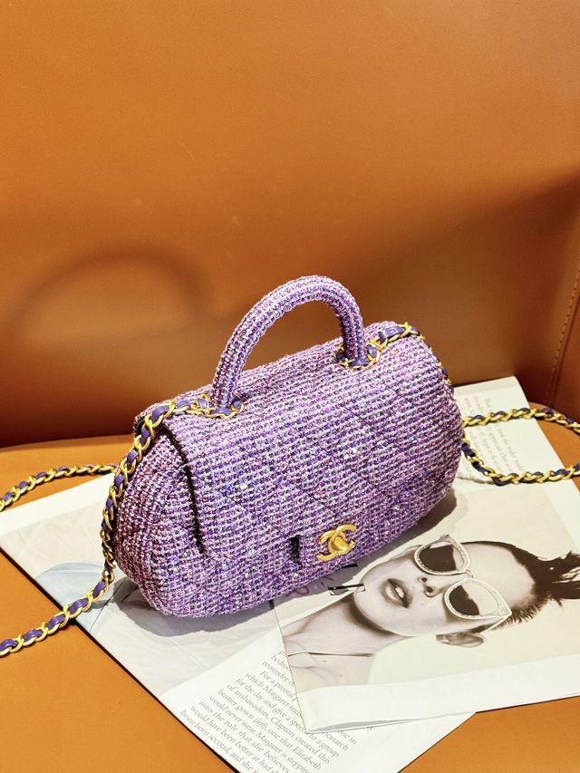 2024 CC original tweed top handle bag AS4569 purple