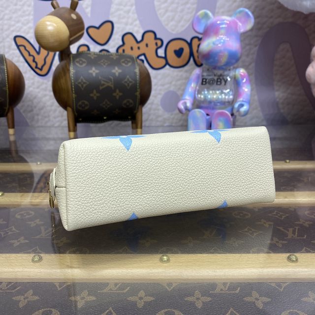 Louis vuitton original calfskin cosmetic pouch M45951 white&blue