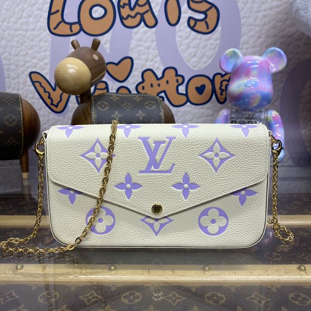 Louis vuitton original calfskin pochette felicie M81759 white&purple