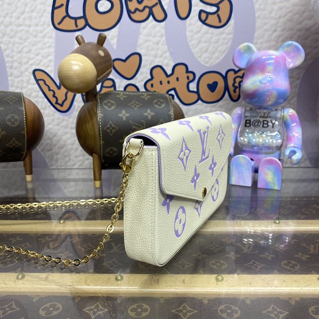 Louis vuitton original calfskin pochette felicie M81759 white&purple