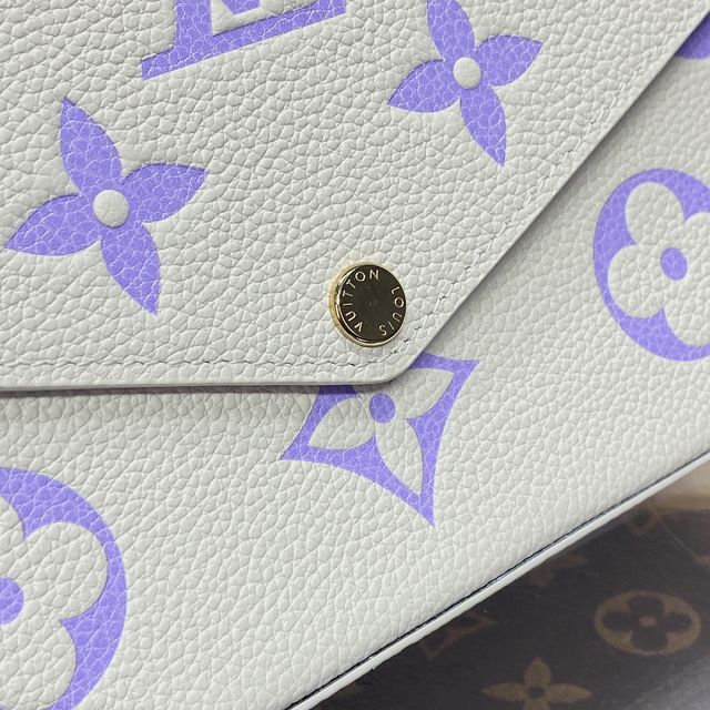 Louis vuitton original calfskin pochette felicie M81759 white&purple