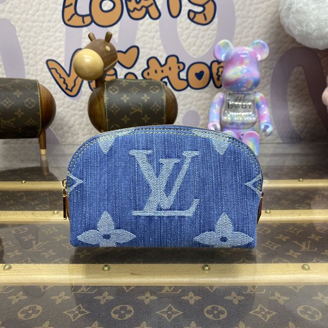 Louis vuitton original denim pochette cosmetique M24316 blue	