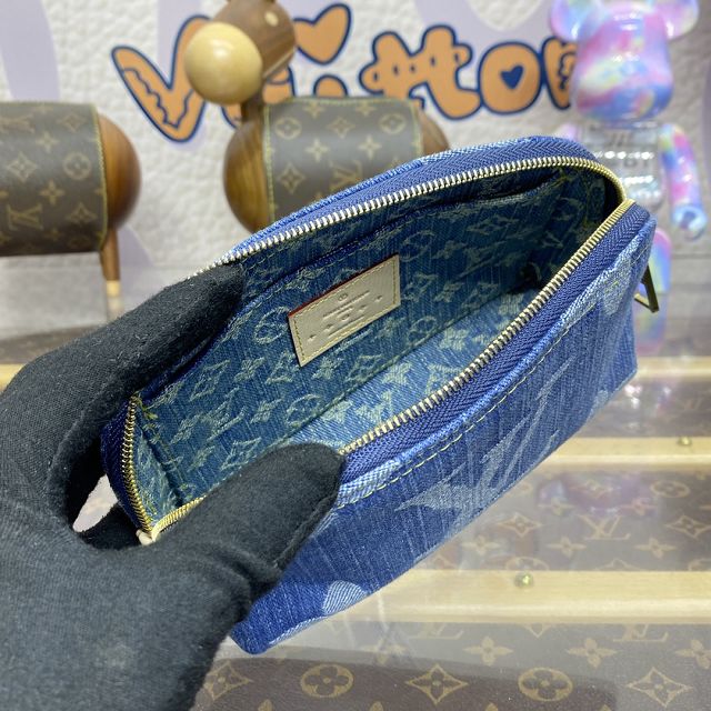 Louis vuitton original denim pochette cosmetique M24316 blue	