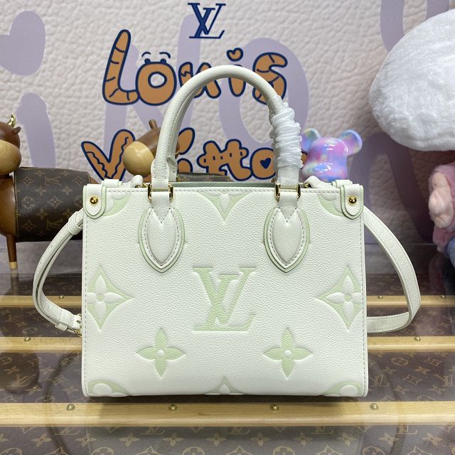 Louis vuitton original calfskin onthego pm M46833 white&green