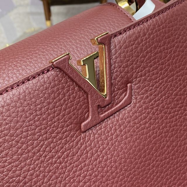 Louis vuitton original calfskin capucines BB handbag M21103 burgundy