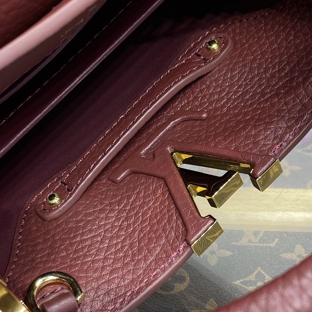 Louis vuitton original calfskin capucines mini handbag M22606 burgundy