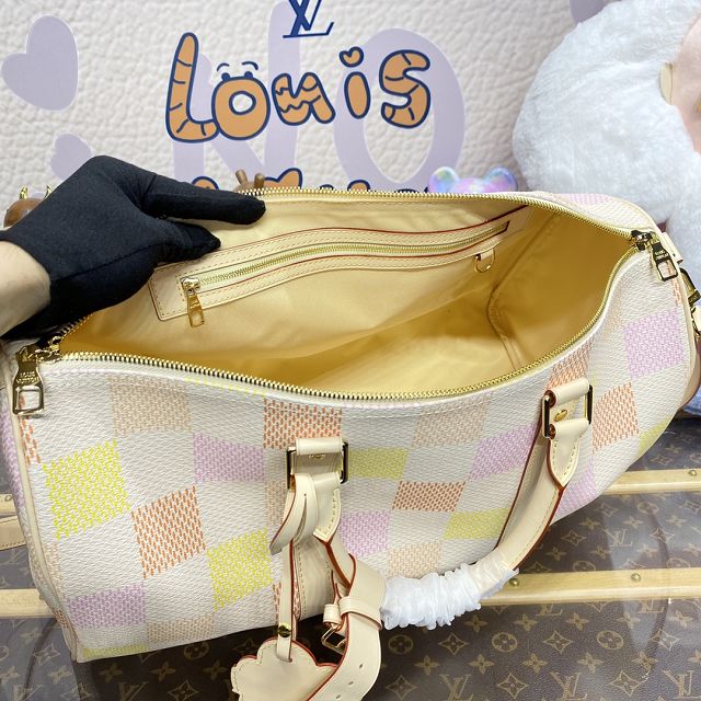 Louis vuitton original damier canvas keepall 45 N40713 peach