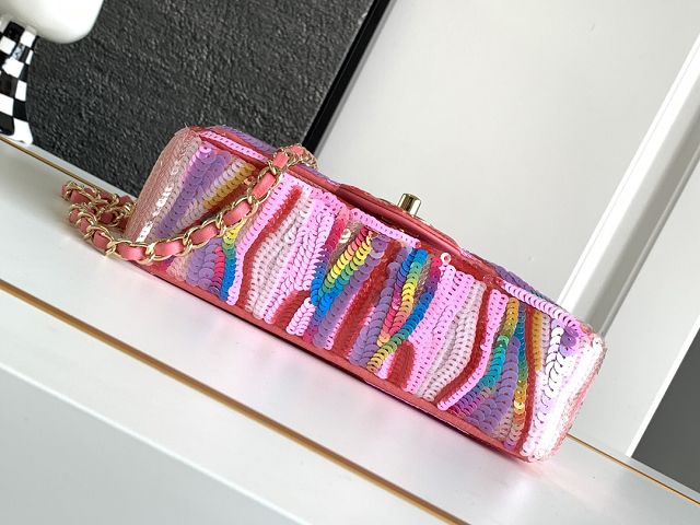 CC original sequins mini flap bag A69900 pink