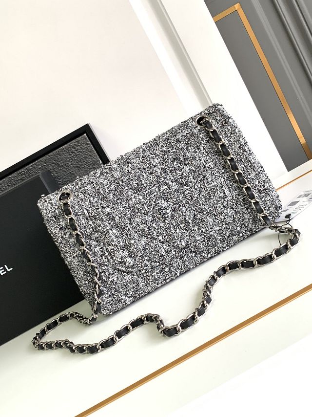 CC original tweed medium flap bag A01112 black&white