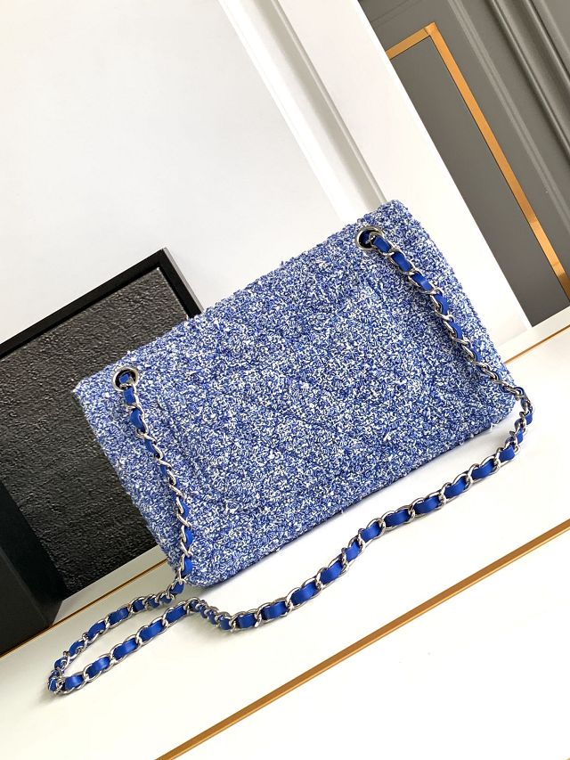 CC original tweed medium flap bag A01112 blue