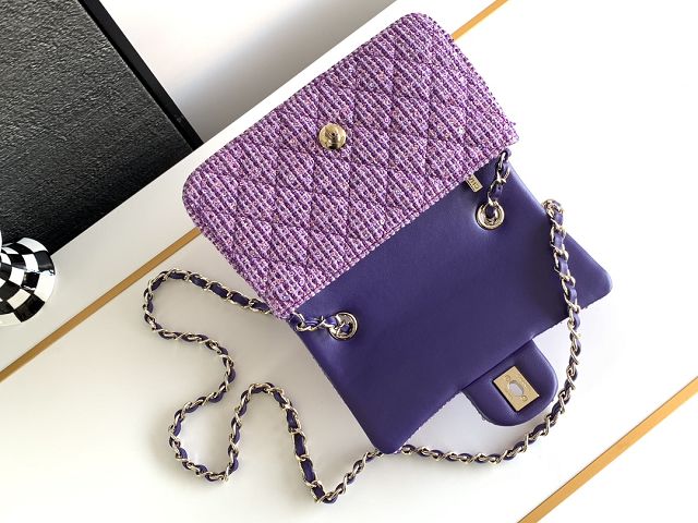 CC original tweed mini flap bag A69900 purple