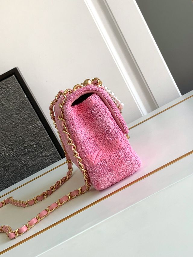 2024 CC original tweed mini flap bag AS4385 pink