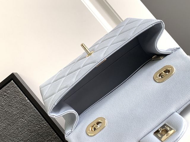 2024 CC original grained calfskin small top handle bag AS4711 light blue