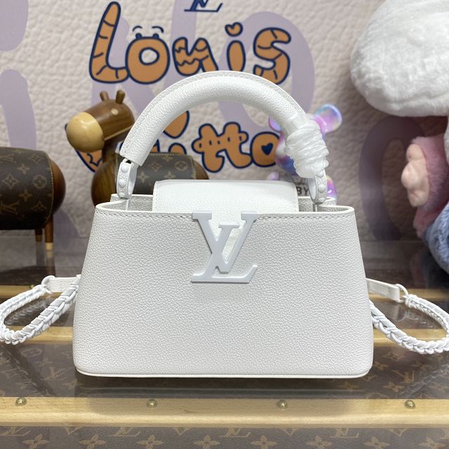 Louis vuitton original calfskin capucines east west mini M23956 white