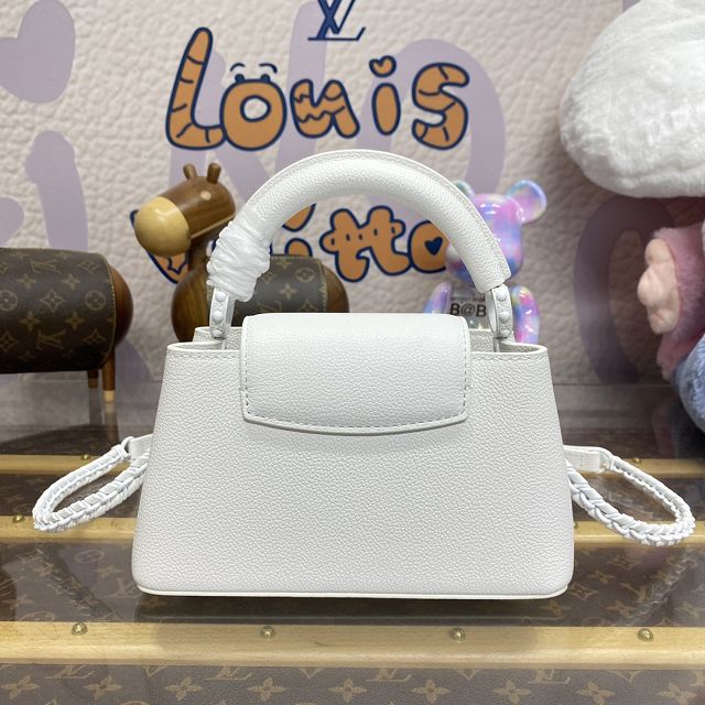 Louis vuitton original calfskin capucines east west mini M23956 white