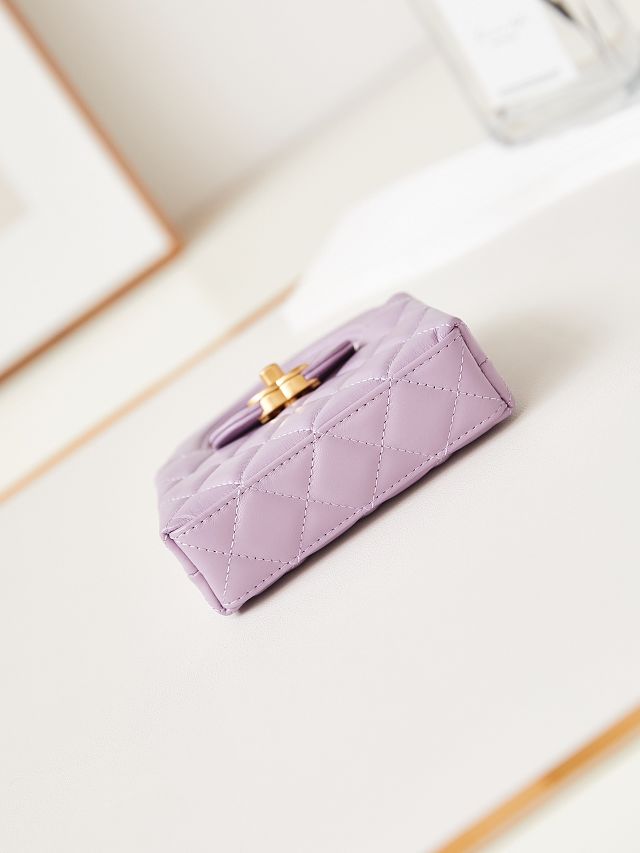 CC original aged calfskin clutch with chain AP3435 light purple