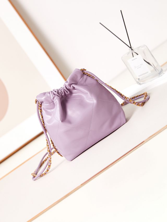 CC original calfskin 22 mini handbag AS3980 light purple