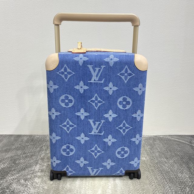 Louis vuitton original denim horizon 55 rolling luggage M24314 blue