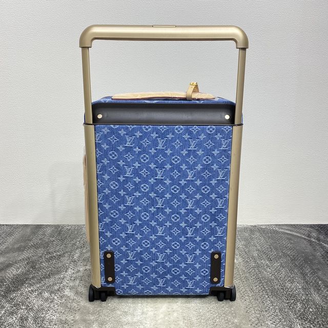 Louis vuitton original denim horizon 55 rolling luggage M24314 blue