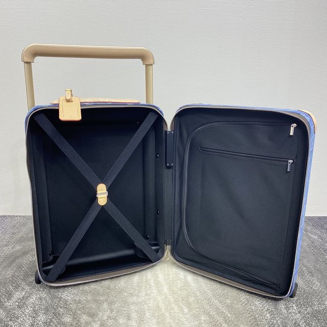 Louis vuitton original denim horizon 55 rolling luggage M24314 blue