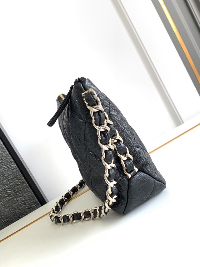 2024 CC original grained calfskin small hobo bag AS4320 black