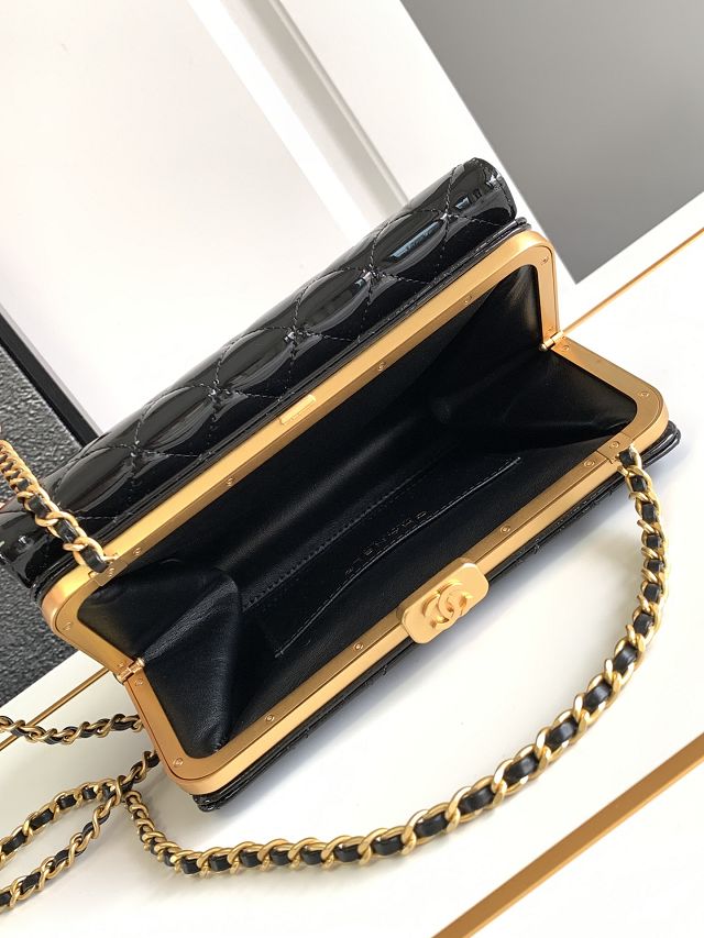 2024 CC original patent calfskin mini flap bag AS4653 black