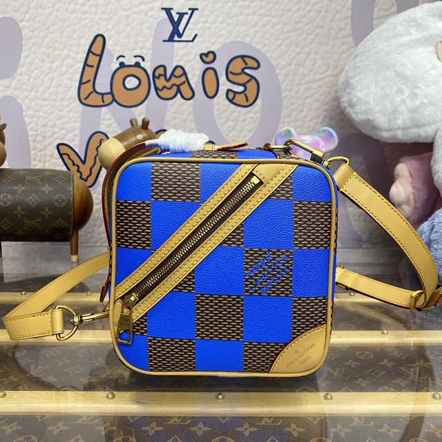 Louis vuitton original damier canvas chess messenger bag N40547 blue